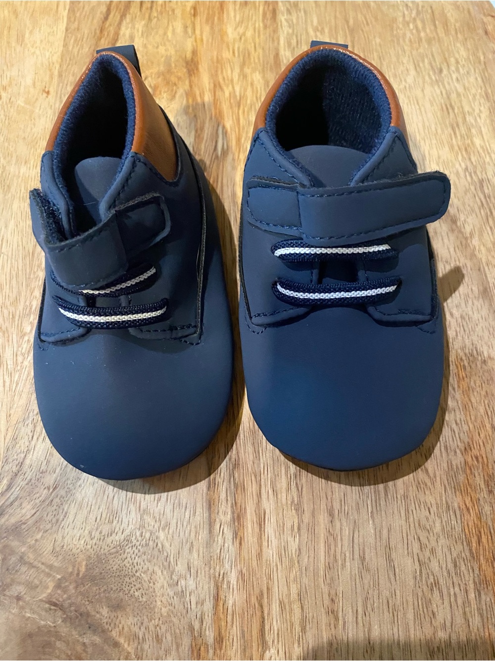 Baby Navy Soft-Touch High top Sneakers with Brown Trim